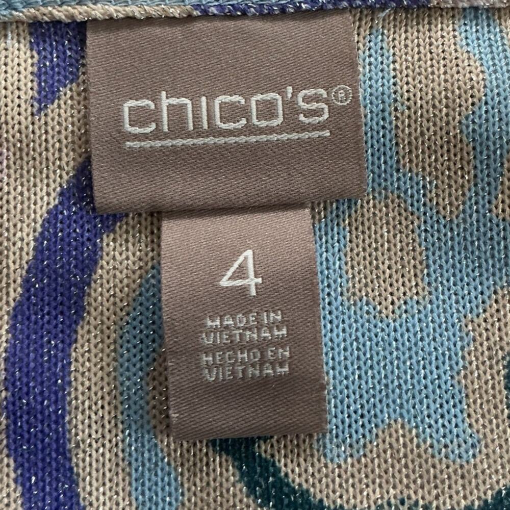 Chicos Womens Lightweight Knit Tunic Top Blue Pink Office Summer Size 4 XXL 2X - Picture 2 of 6